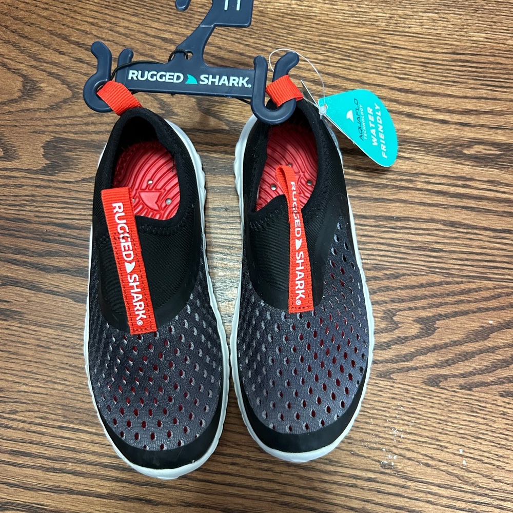 Rugged Shark Kids Slip-On Water Shoes - Black and Red